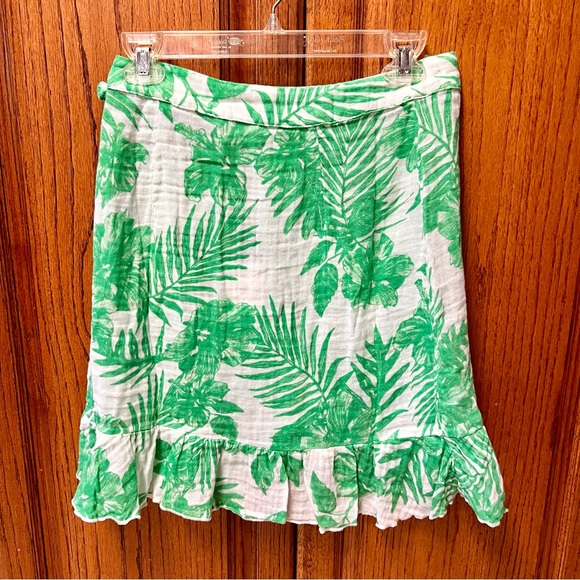 NWT~Felicite Green Palm Wrap Skirt & Top Set Sz 2 Small Soft Light Cotton Gauze - Picture 7 of 11